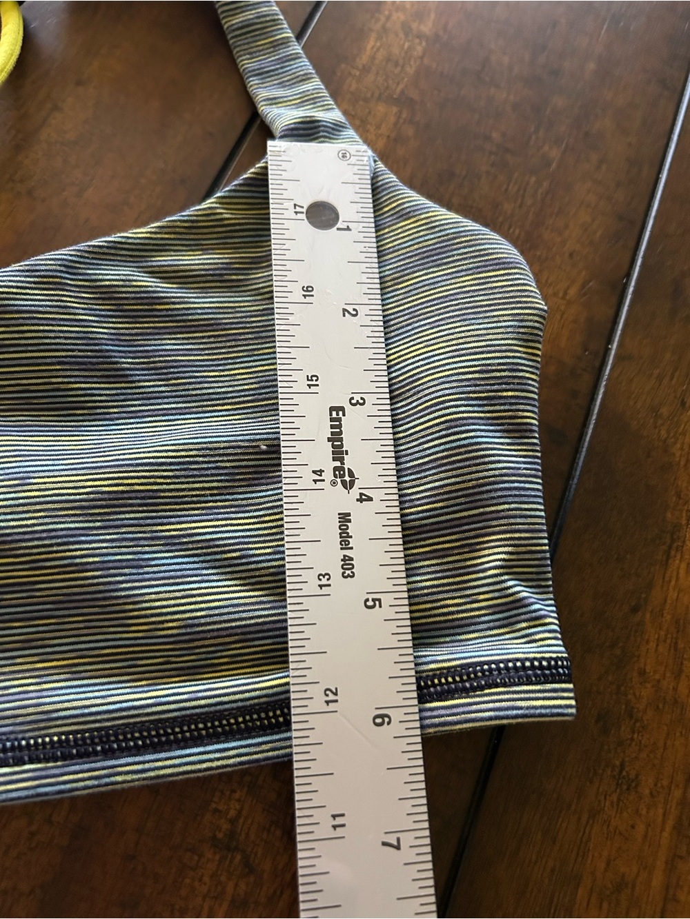 lululemon athletica Gray Striped Sports Bra with Neon Yellow Crisscross Straps - Picture 6 of 6